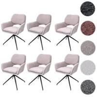 Mendler 6er-Set Esszimmerstuhl HWC-N74, Küchenstuhl, drehbar Auto-Return, Stoff Bouclé (540g/m²) beige