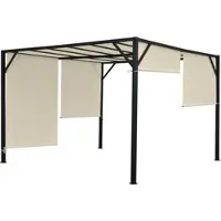 Mendler Pergola Baia, Garten Pavillon Terrassenüberdachung, stabiles 6cm-Stahl-Gestell + Schiebedach 4x3m