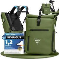 MIVELO Fahrradtasche & bequemer Rucksack kombiniert 25L „EVO“ - Olivgrün - 3 in 1 Fahrradtaschen,Bestseller,Evo Bundles,oft gekauft