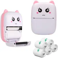 Extralink -Kit | Thermodrucker EPP-001 Pink + Selbstklebendes Thermopapier 5 Rollen |