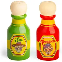 Kikkerland - Hot Sauce Salt & Pepper Shakers - 1.5 inches in diameter and 3.5 inches in height