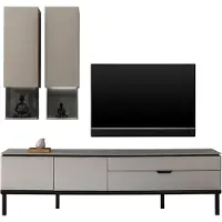 Xl Moebel Gmbh Modern Wohnwand Beige TV Board Lowboard Hängeschrank Wohnzimmer Neu