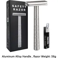 INF Edelstahl Rasierhobel mit Aluminiumgriff & 5 Klingen für Herren Silber