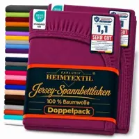 EXKLUSIV HEIMTEXTIL Doppelpack Jersey Spannbettlaken Premium Lila 90 - 100 x 200 cm