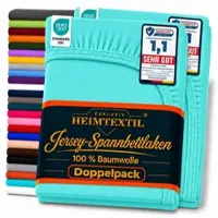 EXKLUSIV HEIMTEXTIL Doppelpack Marke Jersey Spannbettlaken 140 - 160 x 200 cm Türkis