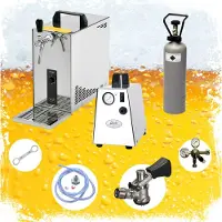 Ich-zapfe Komplett Set - Zapfanlage, Bierzapfanlage, Bierkoffer, Durchlaufkühler PYGMY 25 1-leitig Trockenkühler, 35 Liter/h, Zapfkopf: Set alle Zapfköpfe
