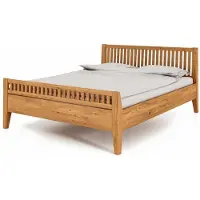 Natur24 Bett Sydo 2 Sonderlänge 90x220 Wildeiche massiv Holzkopfteil und hohes Fußteil