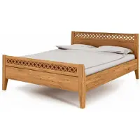 Natur24 Bett Sydo 4 Sonderlänge 90x220 Wildeiche massiv Holzkopfteil und hohes Fußteil