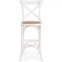 Natur24 Barhocker Cross 50 x 52 x 118 cm Ulmenholz und Rattan Weiß Bar Hocker Neu