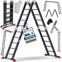 MASKO Leiter Aluminium 6in1 Mehrzweckleiter Anlegeleiter Steh- & Treppenleiter