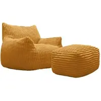MODFU Loungesessel mit Hocker aus Flanell, Gelb, 5-Zonen-Ergonomie