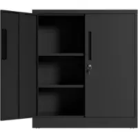 MODFU Metall-Aufbewahrungsschrank aus kaltgewalztem Stahlblech, schwarz, 91,44 x 80 x 40,13 cm