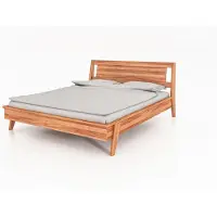 Natur24 Bett Jetro 2 Sonderlänge 90x220 Kernbuche massiv Holzkopfteil und Holzbeine