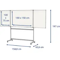 MAUL Whiteboard Klapptafel, 2 Flügel, mobil, 1500 x 1000 mm
