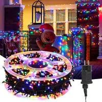 Jayseuw LED Lichterkette 100M 500LEDs IP44 mit 8 Modi für Innen Weihnachten Party Garten Bedienung Funkelnder Sterneffekt Deko Bunt