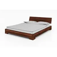 Natur24 Bett Bento 13 Wildeiche massiv choco 160x200 cm mit Holzkopfteil und Holzbeinen