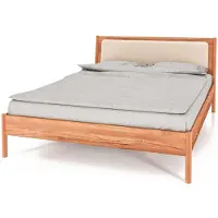 Natur24 Bett Zola 3 Kernbuche massiv Sonderlänge 80x220 Polsterkopfteil und Holzbeine