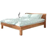 Natur24 Bett Ringo 1 Sonderlänge 90x220 Kernbuche massiv Holzkopfteil und Holzbeine