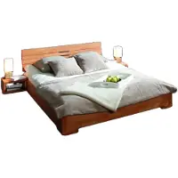 Natur24 Bett Bento 10 aus Kernbuche massiv 80x200 cm mit Holzkopfteil und Holzbeinen