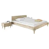 Natur24 Bett Haris 220 x 180 cm Wildeiche Bianco