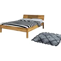 Natur24 Bett Bento 6 Sonderlänge 100x190 Wildeiche massiv Holzkopfteil und Holzbeine