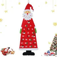 Lubgitsr Adventskalender Stoff Rot, 1 Stück, 44 x 115 cm, Selbstbefüllbarer Weihnachtskalender Mit 24 Taschen Für Kinder