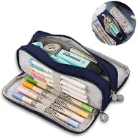 Elkuaie Großes Federmäppchen, robuste Stiftetasche mit großem Fassungsvermögen, minimalistische, tragbare Schreintasche mit Griff für Mittel- und Oberstufe, Hochschule und Büro