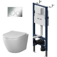 AM.PM WC Set Wand WC Vorwandelement Drückerplatte Toilette mit Spülkasten Komplett IIS90151.XB1701
