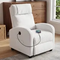 Dripio Relaxsessel mit USB-Ladeanschlüssen, verstellbar, Leinenstoff, beige