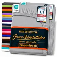 EXKLUSIV HEIMTEXTIL Doppelpack Jersey Spannbettlaken Premium Grau 90 - 100 x 200 cm