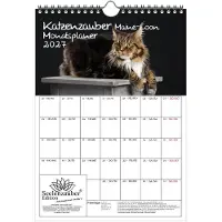 Seelenzauber GmbH Katzenzauber Maine-Coon Planer DIN A4 Kalender für 2027 Katzen und Katzenbabys - Geschenkset Inhalt: 1x Kalender, 1x Weihnachtsanhänger (insgesamt 2 Teile)