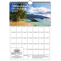 Seelenzauber GmbH Strandzauber Planer DIN A4 Kalender für 2027 Urlaub Strand und Strände - Set-Inhalt: 1x Kalender 1x Weihnachtsanhänger 1x Grußanhänger (gesamt 3 Teile)