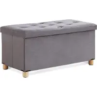Unyqoos Sitzhocker mit Stauraum – faltbare Aufbewahrungsbank mit Deckel, Kunstleder, Holzfüße, 80 L, 76×38×38 cm, Grau, belastbar bis 301 kg