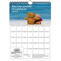 Seelenzauber GmbH Bärchenzauber Planer DIN A4 Kalender für 2027 Teddy und Bärchen - Geschenkset Inhalt: 1x Kalender 1x Weihnachtsanhänger 1x Grußanhänger (gesamt 3 Teile)