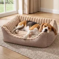 Merkloos Solidchoice – Rutschfester Hundebett für kleine und mittelgroße Haustiere, beruhigend und waschbar, Farbe: Kamel (Größe: L)