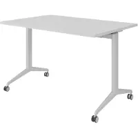 Bümö Seminartisch klappbar & fahrbar - Gestell: Silber, Größe: 120 x 80 cm, Nachbildung: Grau