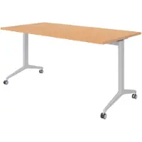 Bümö Seminartisch klappbar & fahrbar - Gestell: Silber, Nachbildung: Buche, Größe: 160 x 80 cm