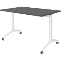 Bümö Seminartisch klappbar & fahrbar - Größe: 120 x 80 cm, Nachbildung: Graphit, Gestell: Weiß