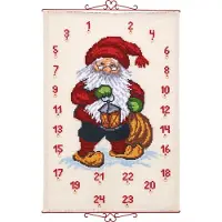 OEM Kreuzstich-Set Adventskalender Weihnachtsmann mit Laterne 75x112 cm