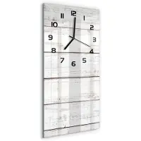 Tulup Wanduhr aus Glas – 30x60 cm - Glasbild - Glasuhr - Gehärtetes Glas -Holzwand