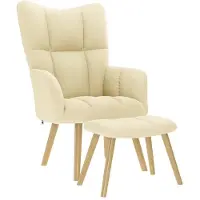 vidaXL Relaxsessel mit Hocker Creme Stoff