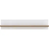 Preisbrecher Wandboard >ATTENTION< in Riviera Eiche / Weiß Gloss - 140x29x24cm (BxHxT)