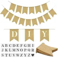 Famanu Jute Banner Kit - DIY Dekoration - Anpassbar mit Buchstaben - 15 Stück - Natürlich Braun