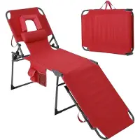 StarTech.com Sonnenliege - Klappbare Strandliege - Gesichtsaussparung - 4-fach verstellbare Rückenlehne - Metallgestell - Für Strand & Camping - Rot