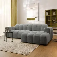 Masseno Ecksofa TISI L-Form, Wohnzimmersofa, Couch, Soffa, Couchgarnitur- Grau, ARAGON 93