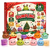 Axvcuxio Squishy Adventskalender,Dumpling Weihnachtskalender für 24 Tage,Kinder Spielzeug Countdown-Kalender TPR mit Fidget Spielzeug,Sammelfiguren