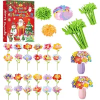 Nikcorp Adventskalender DIY Set zum Basteln von Blumensträußen Weihnachtsbouquet