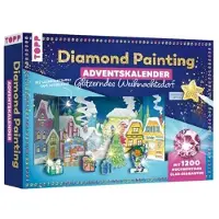 Famanu Bastel-Adventskalender mit Glitzernden Diamanten - Kreatives Weihnachtsdorf