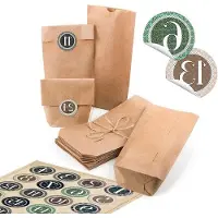 Famanu Papiertüten - Krafttüten für Adventskalender - Inkl. Nummernsticker - 24 Stück - Naturbraun