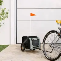 Merkloos Robuster Hunde Fahrradanhänger Gelb 53x53x124 cm mit Regenschutz, Sicherheitsflagge